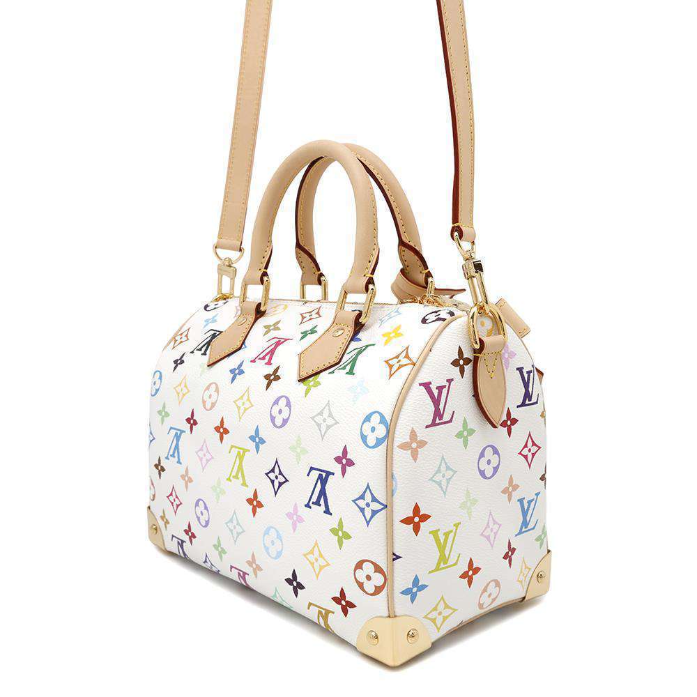 Louis Vuitton Handbag Bag Multicolor LV Speedy White Bandouliere